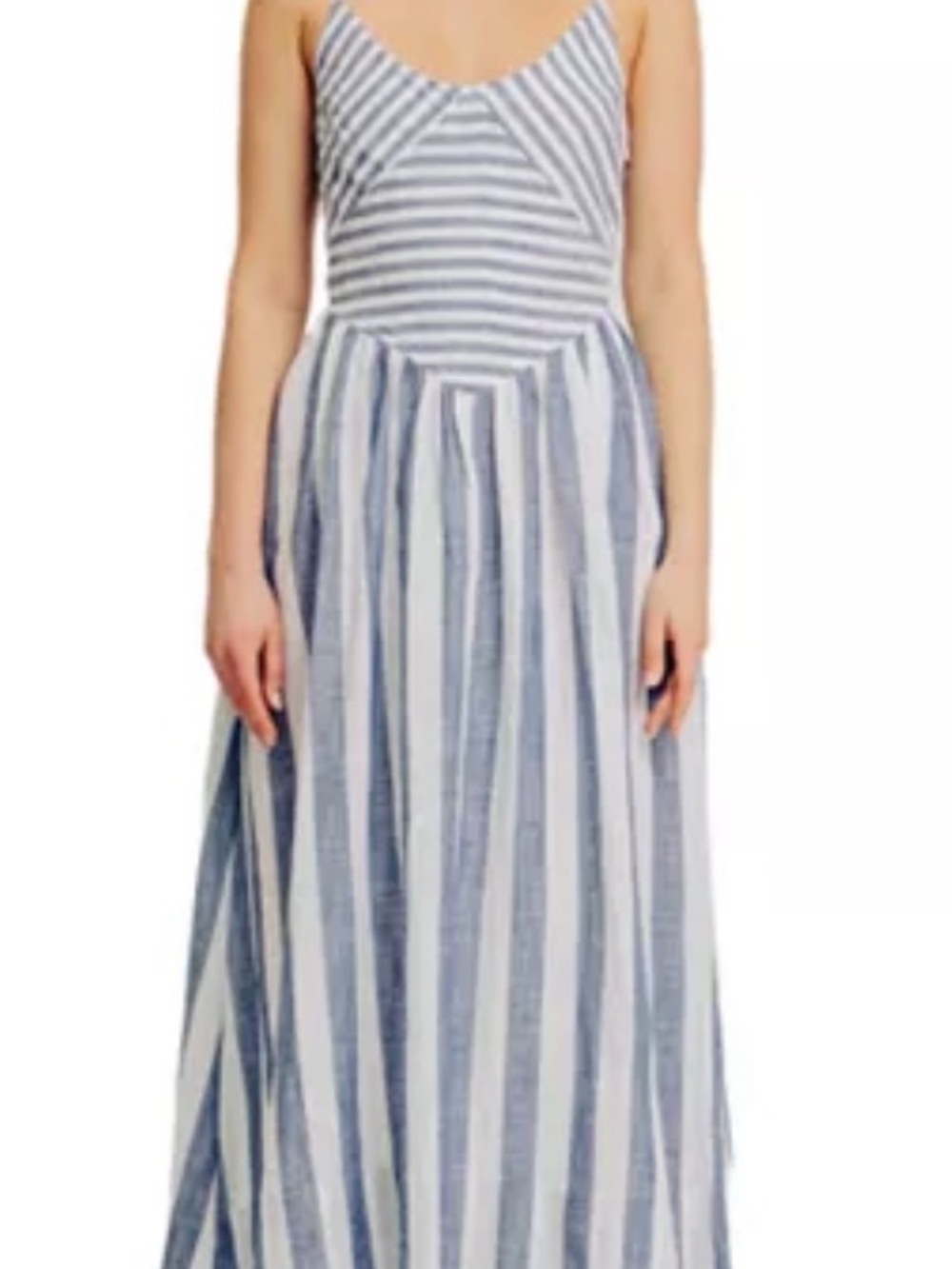 Torn by Ronny Kobo Blue and White Striped Maxi Dress